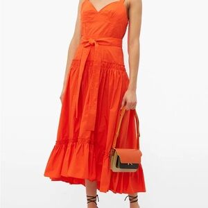 Proenza Schouler Red Tie Front Midi Dress